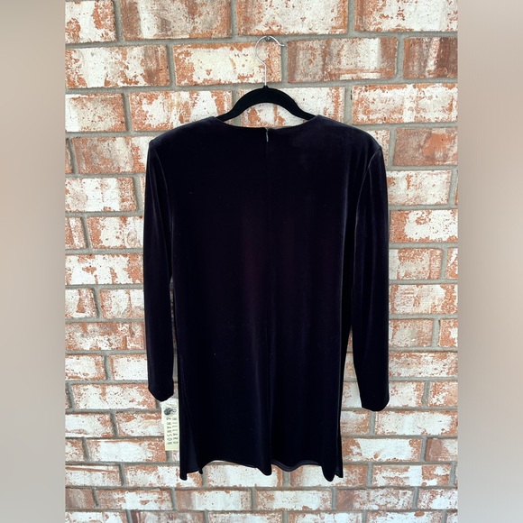 HILLARD & HANSON VINTAGE 1990’S BLACK VELVET TUNIC TOP WITH SILVER METAL CLASPS - Picture 8 of 14